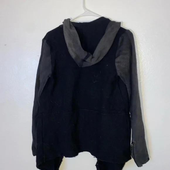FREE PEOPLE wool blend hooded Black Gray asymmetric jacket coat Size Small - Picture 7 of 7